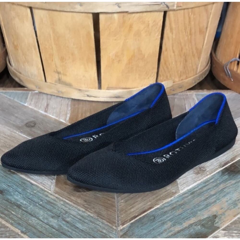 Rothy’s The Point Black Pointed Toe Synthetic Sli… - image 3